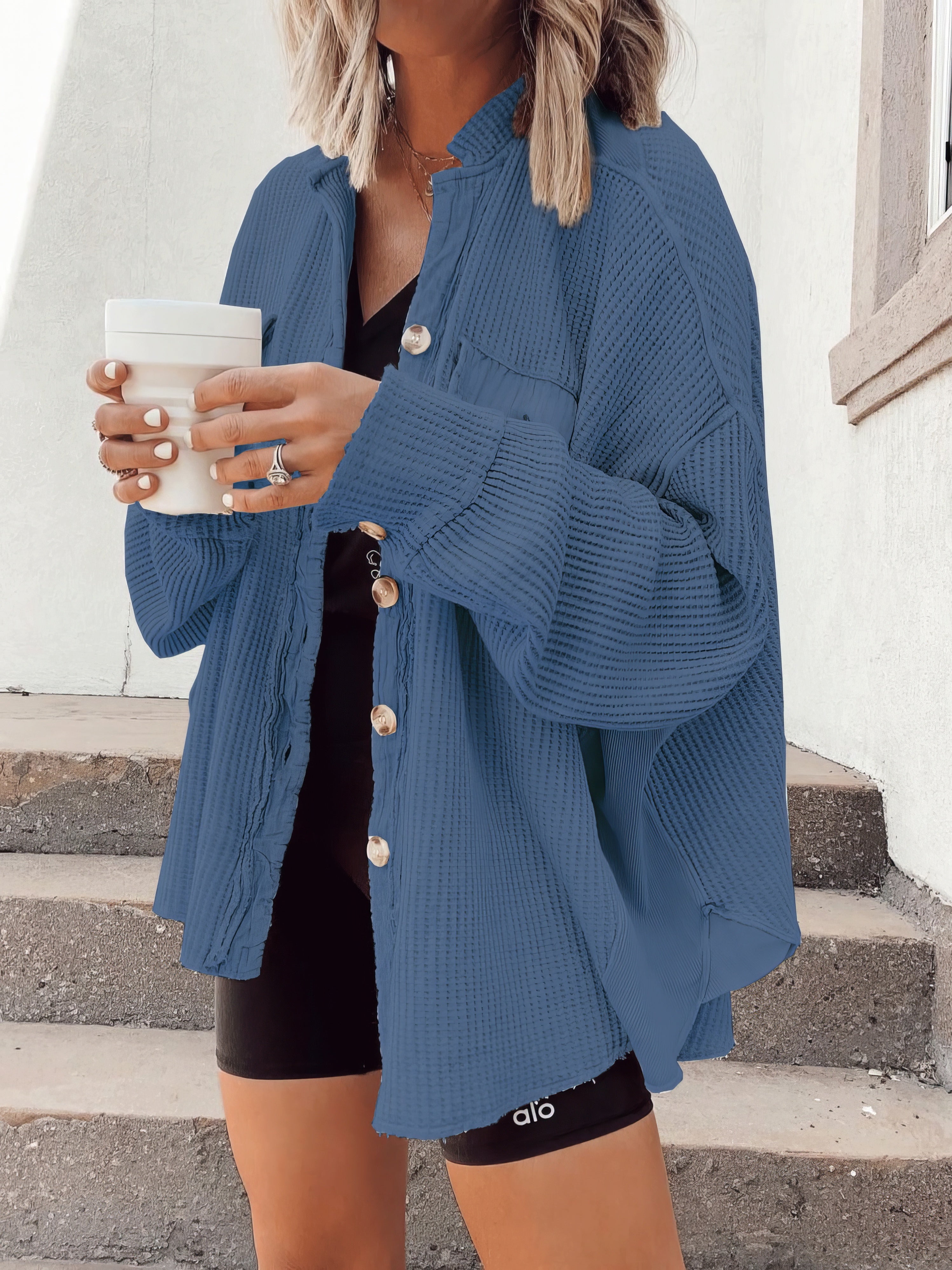 Xerxès | Veste chemise à manches longues avec boutons gaufrés