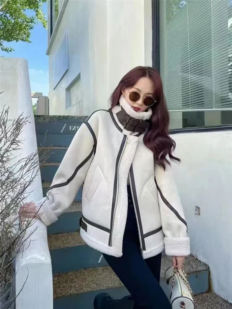 Leder-Kunstpelz-Jacke