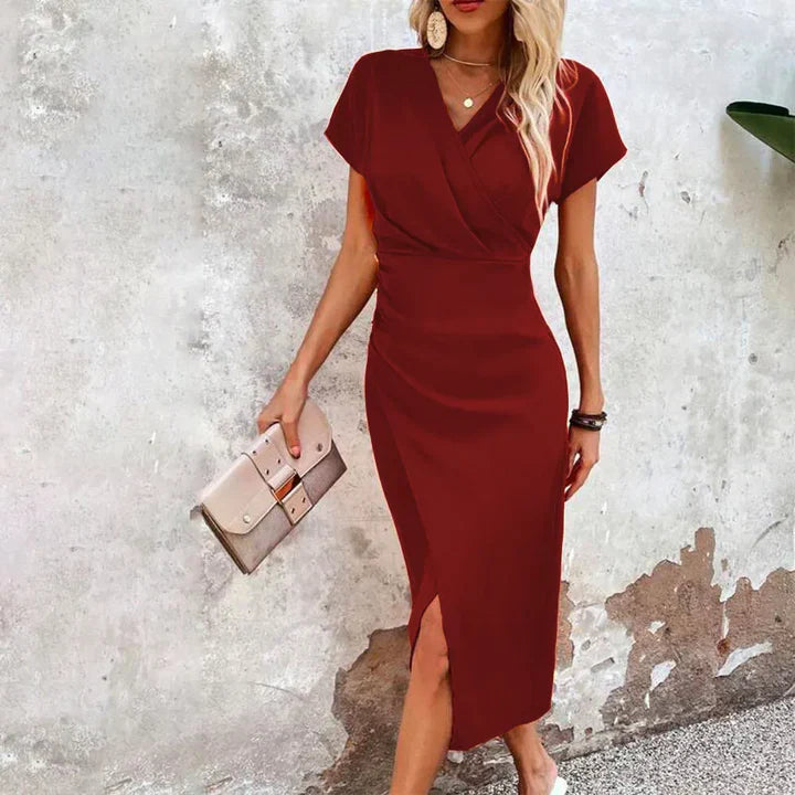 Maggiena | mini-robe courte décontractée à col en V pour femme