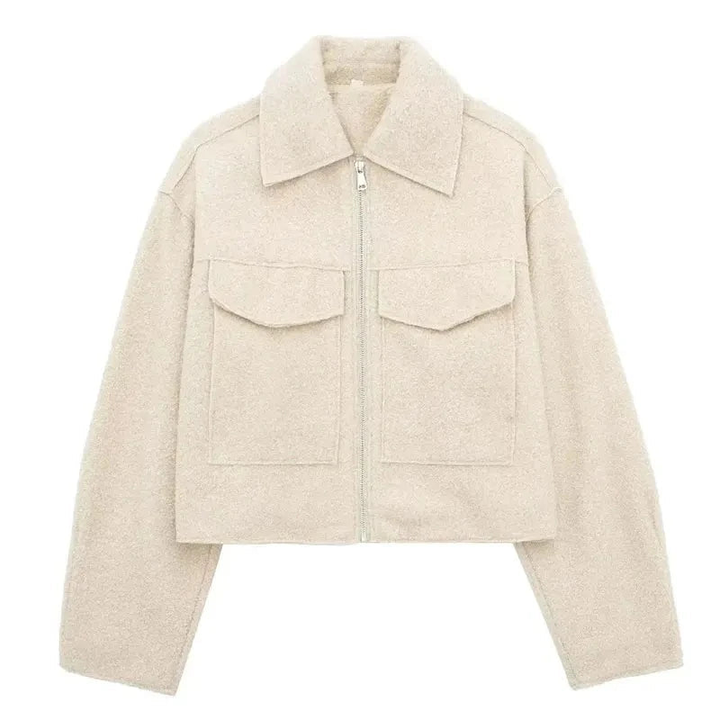 Adeline | Veste en laine à la mode avec fermeture éclair
