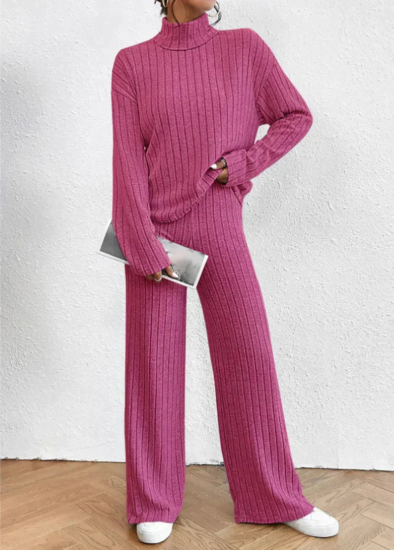 Hélène - pantalon en maille - pull col roulé