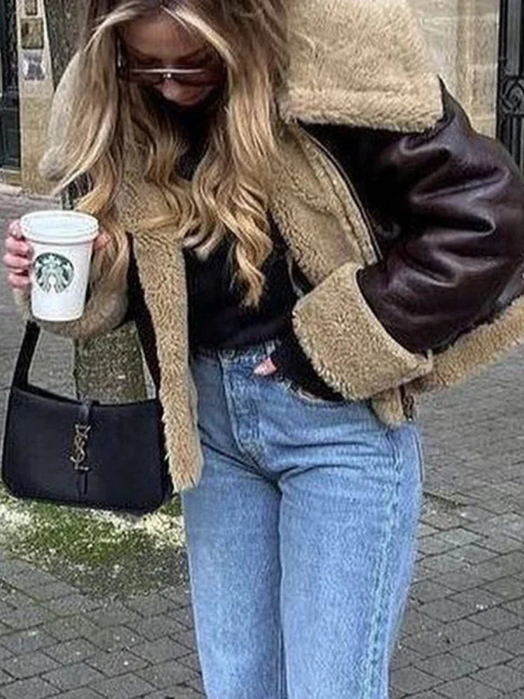 Ara | Veste vintage en laine d'agneau pour femme avec fermeture éclair et poches