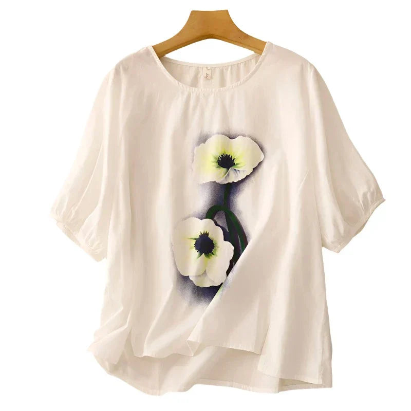 Chemise Bellachicha - Lin - Imprimé floral sur le devant - Été