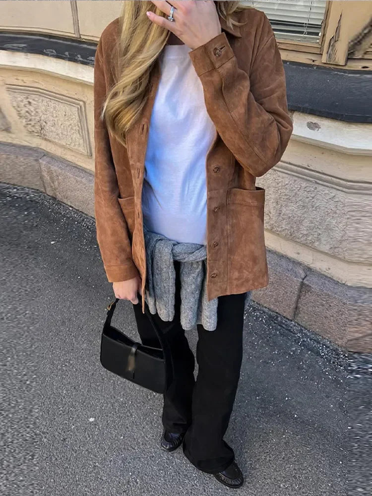 Leona | Stylische braune Jacke für Damen