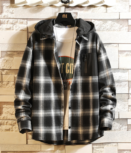 Jason – Sweat à capuche à carreaux colorblock pour homme