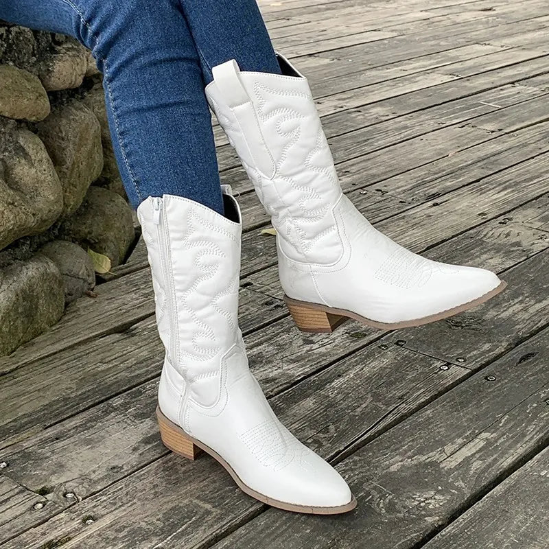 Josefa - Bottes de cowboy rétro - Détail brodé