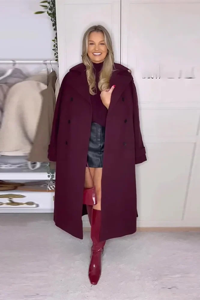 Manteau long, chaud et de couleur unie