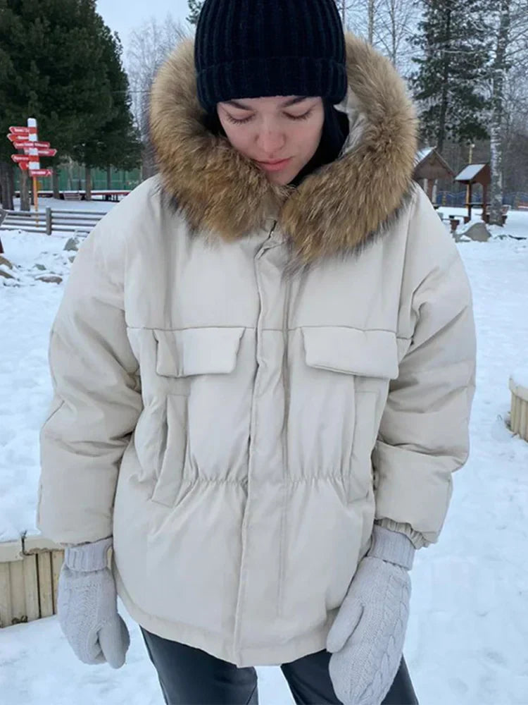 manteau en fourrure de raton laveur