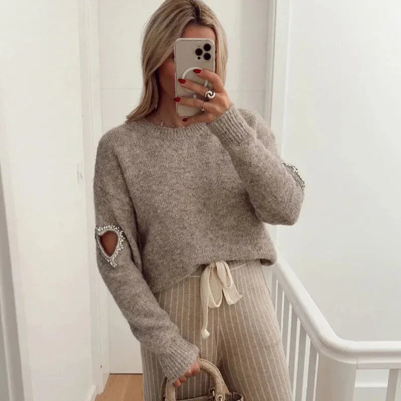 Fashion Liebe Herz Ausschnitt Pullover