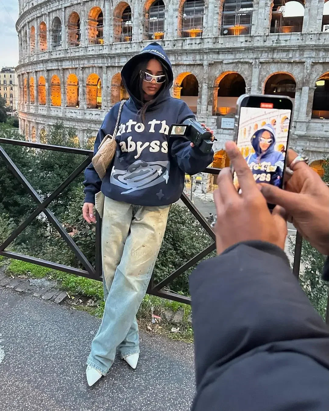 Zoé | Sweat à capuche oversize à imprimé bouffant pour femme avec doublure en coton
