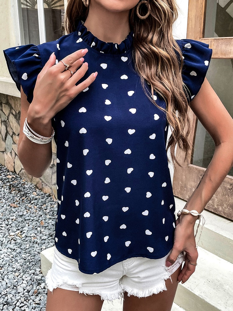 Bellachicha - Bluse mit Print und Rüschenärmeln