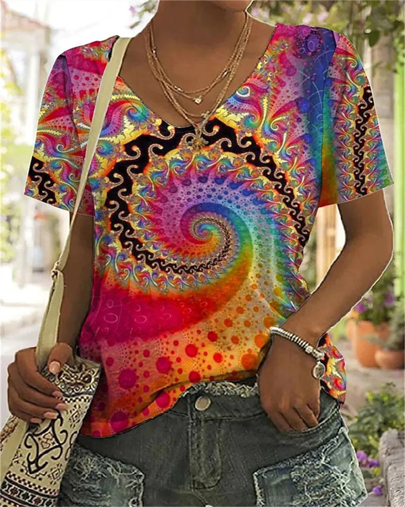 T-shirt coloré avec imprimé abstrait