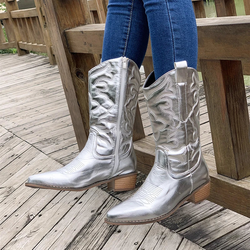 Josefa - Bottes de cowboy rétro - Détail brodé