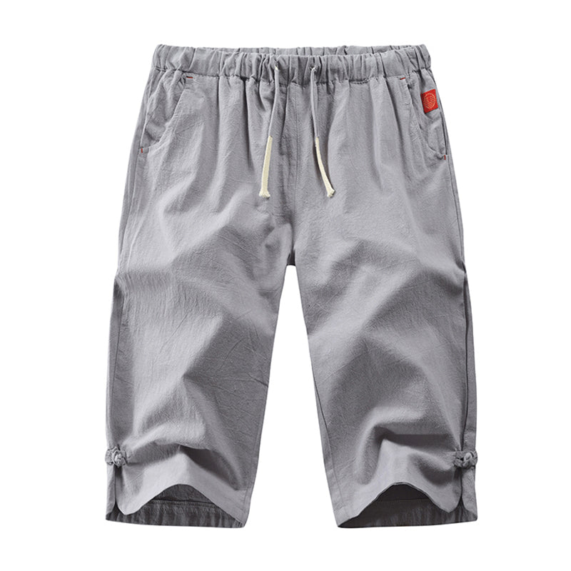 Short d'été décontracté en lin de couleur unie pour homme