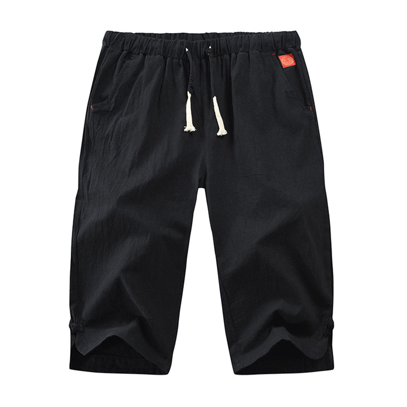 Short d'été décontracté en lin de couleur unie pour homme