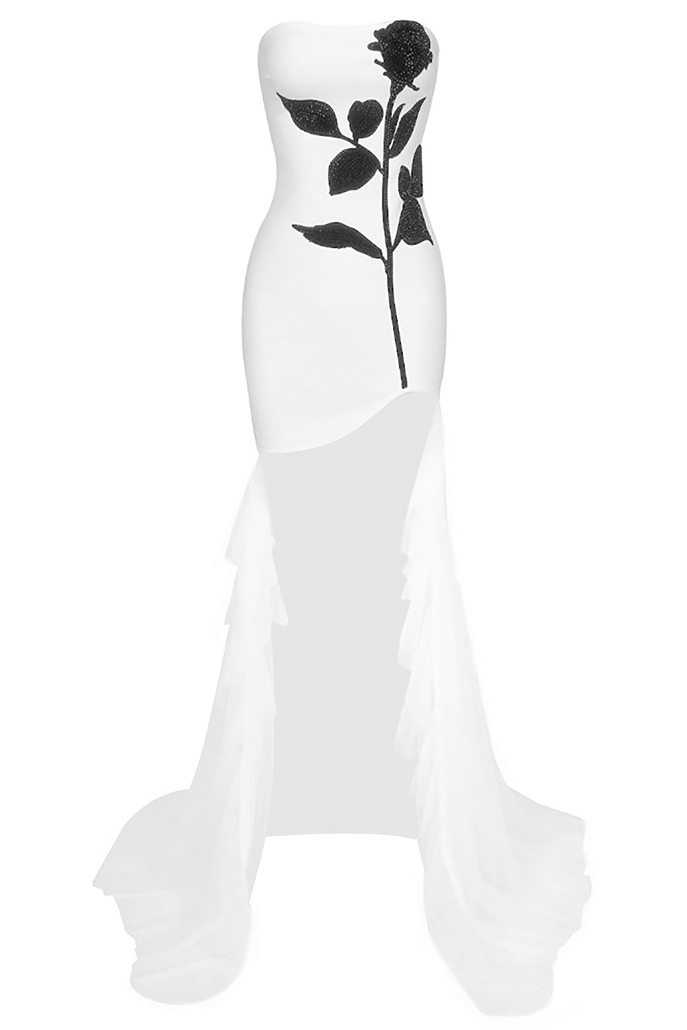 Trägerloses Minikleid „Veronica“ mit Kristallverzierung