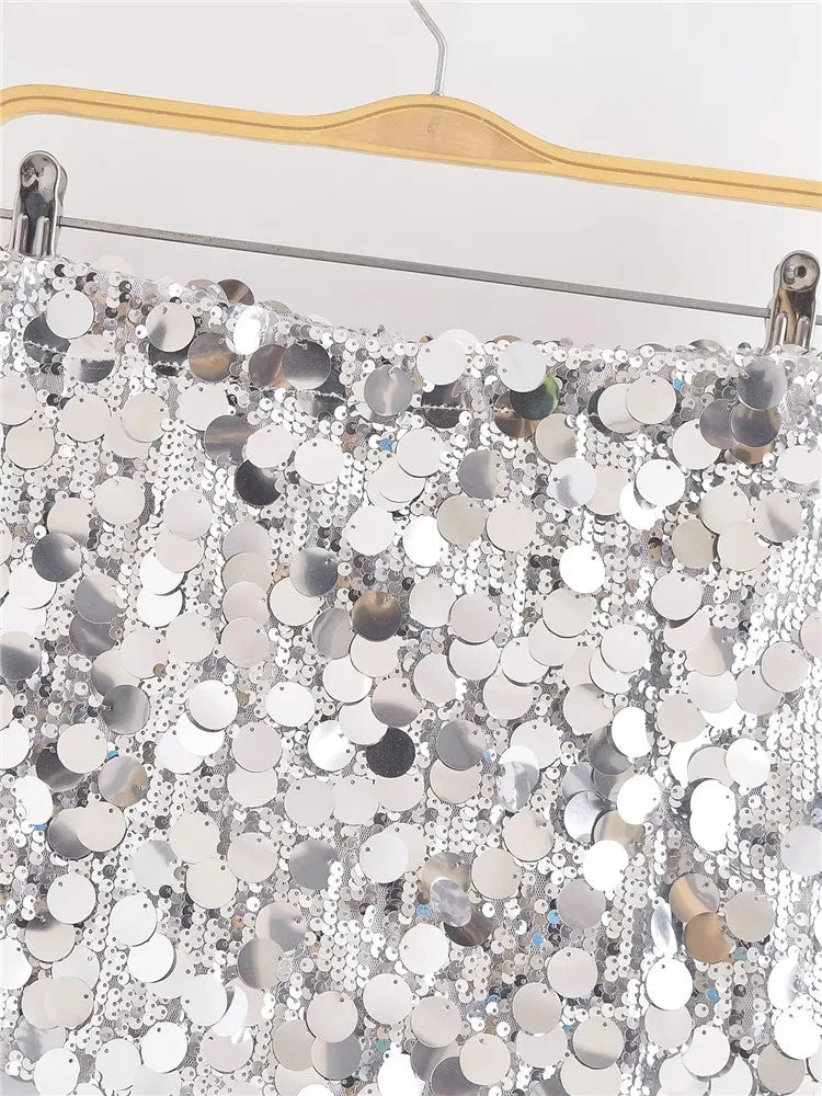 Belle | Glamour en mouvement : mini-jupe à paillettes 2024 pour femme