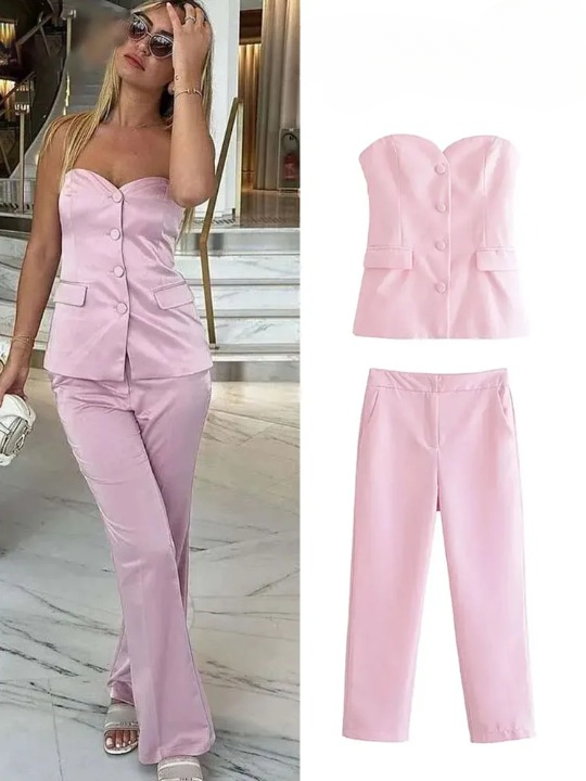 Pauline | Luxus Flip Satin Gespleißt Korsett Stil Anzug