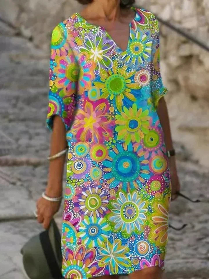 Hannah – Robe col V à imprimé floral