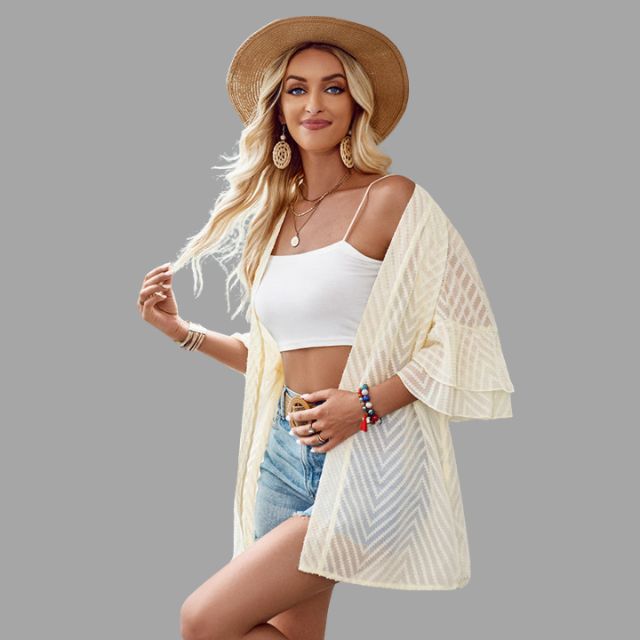 Chevron-Strickjacke mit ausgestellten Ärmeln