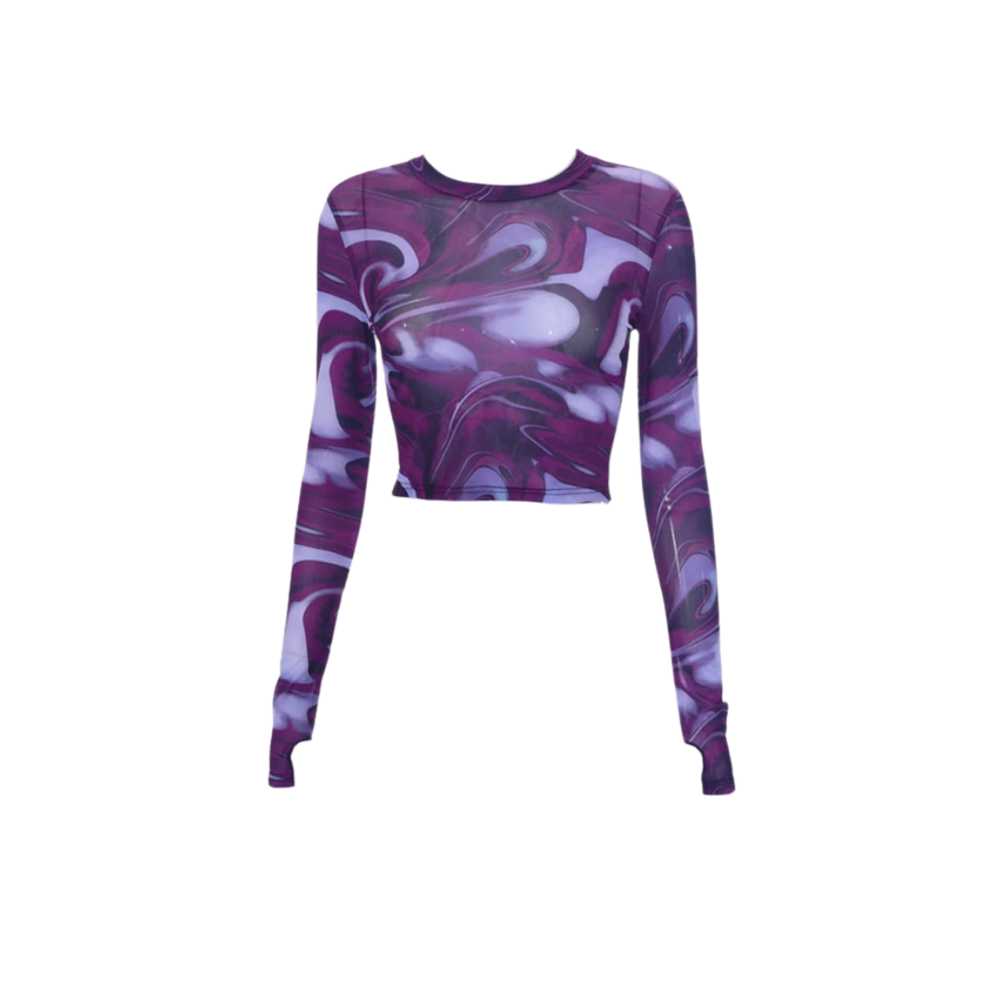 Bellachicha Top - Jahrgang - Transparentes Netzshirt