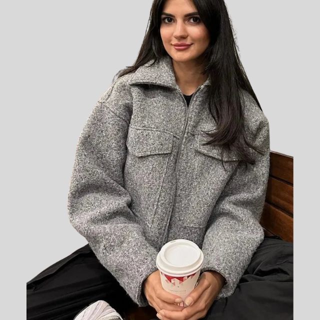 Adeline | Veste en laine à la mode avec fermeture éclair