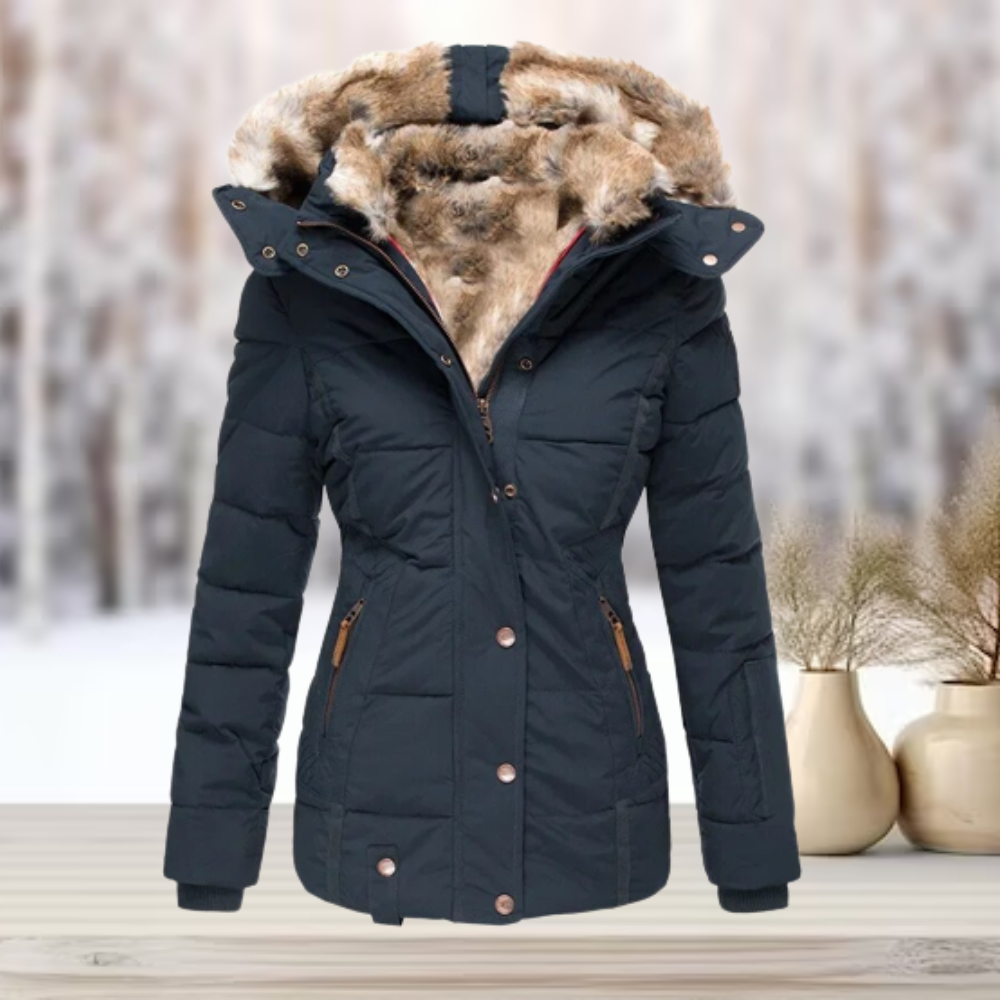 Poveth | Elegante Pelz-Winterjacke mit Kapuze