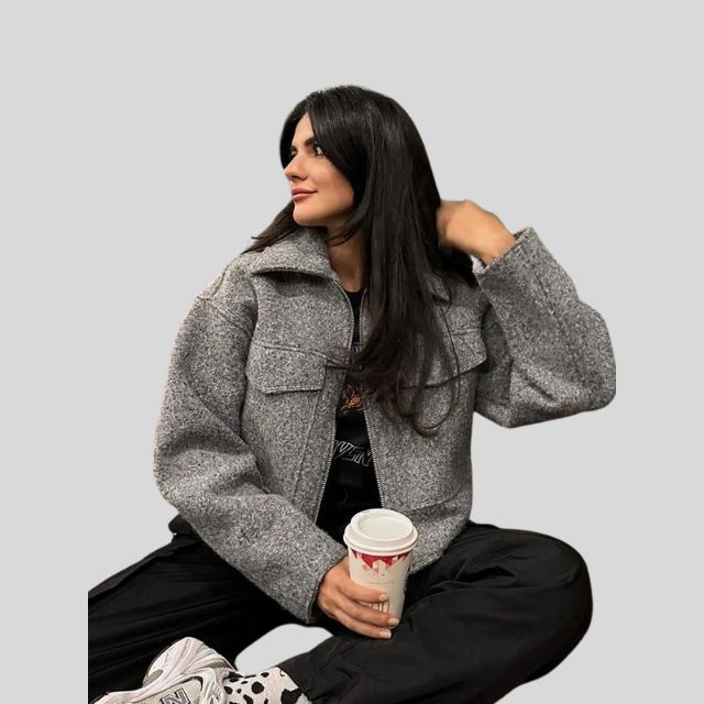 Adeline | Veste en laine à la mode avec fermeture éclair