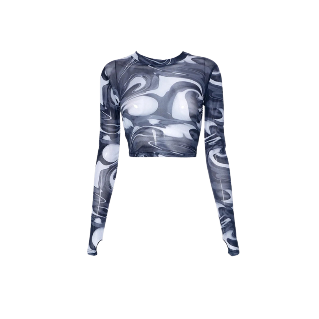 Bellachicha Top - Jahrgang - Transparentes Netzshirt