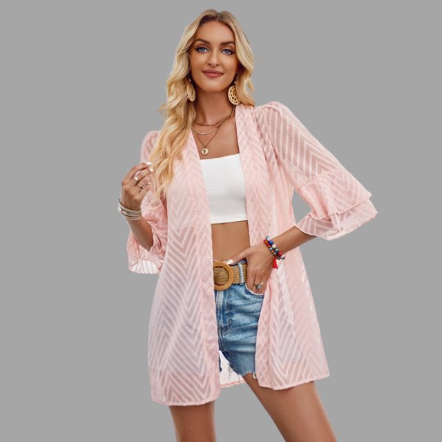 Chevron-Strickjacke mit ausgestellten Ärmeln