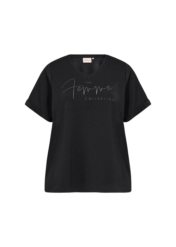 Bellachicha mit Aufdruck in Schwarz Plus Size