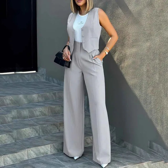 Marlène | Ensemble cardigan sans manches confortable et élégant