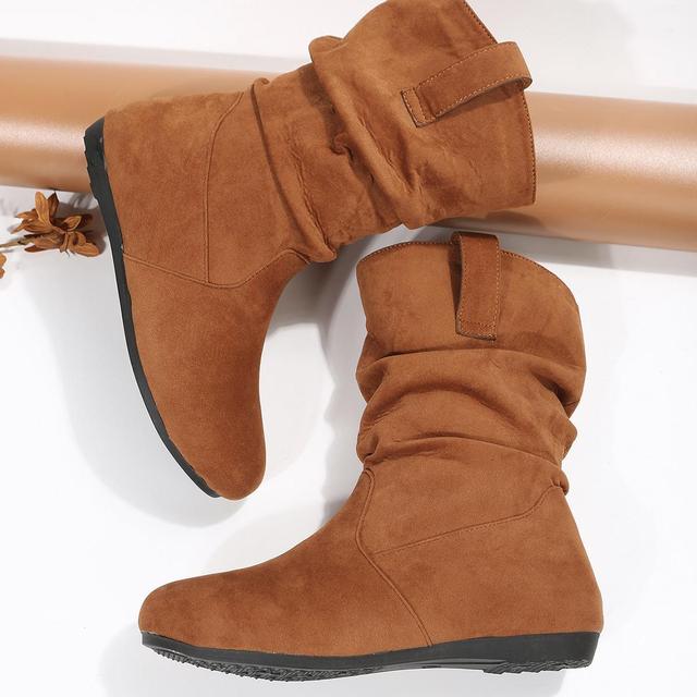 Blanche | Bottes en peluche à semelle plate