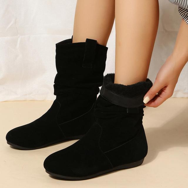 Blanche | Bottes en peluche à semelle plate