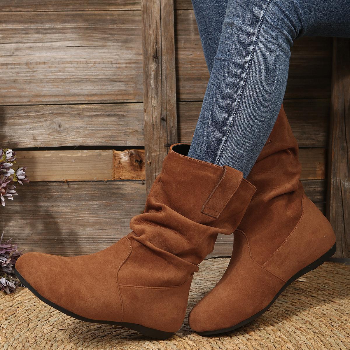 Blanche | Bottes en peluche à semelle plate
