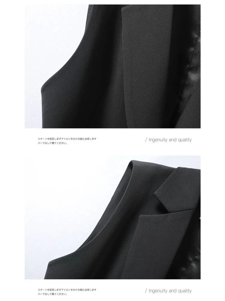 Damen Klassische Einreihige Ärmellose Weste mit Reverskragen