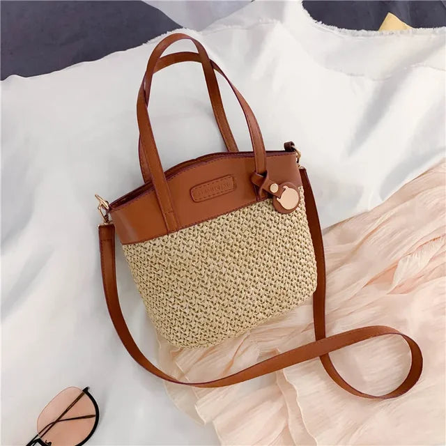Bellachicha - Damen Schultertasche mit gestricktem Muster, PU-Patchwork und Designerriemen