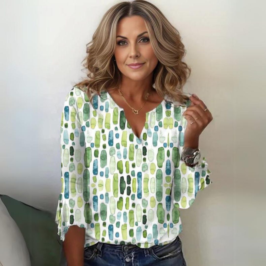 Bellachicha Bluse | Elegantes Shirt für Frauen mit Frühlingsprint und V-Ausschnitt