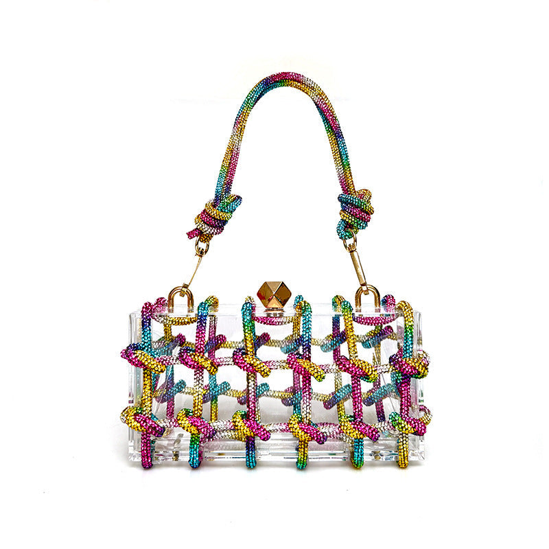 Petit sac carré de banquet en strass brillant Bellachicha