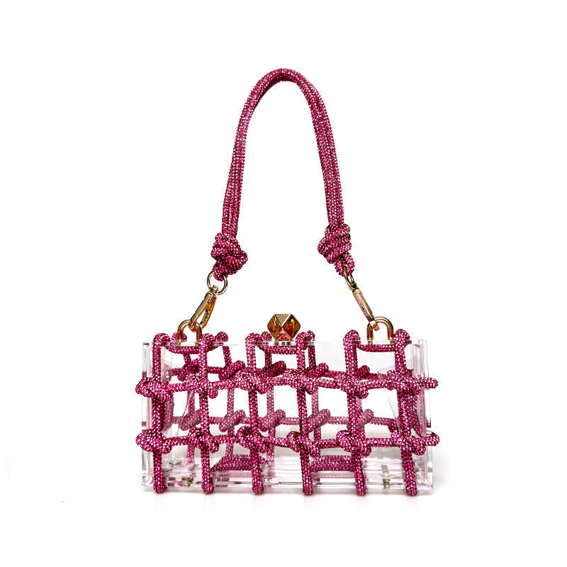 Petit sac carré de banquet en strass brillant Bellachicha