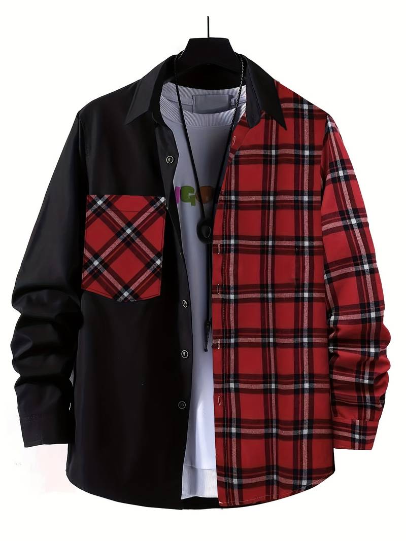 Alexander – chemise fine à manches longues et blocs de couleurs