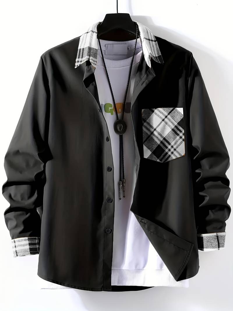 Alexander – chemise fine à manches longues et blocs de couleurs