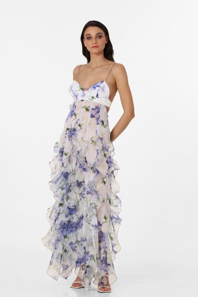 Transparentes Maxikleid „Alexia“ mit Rüschen