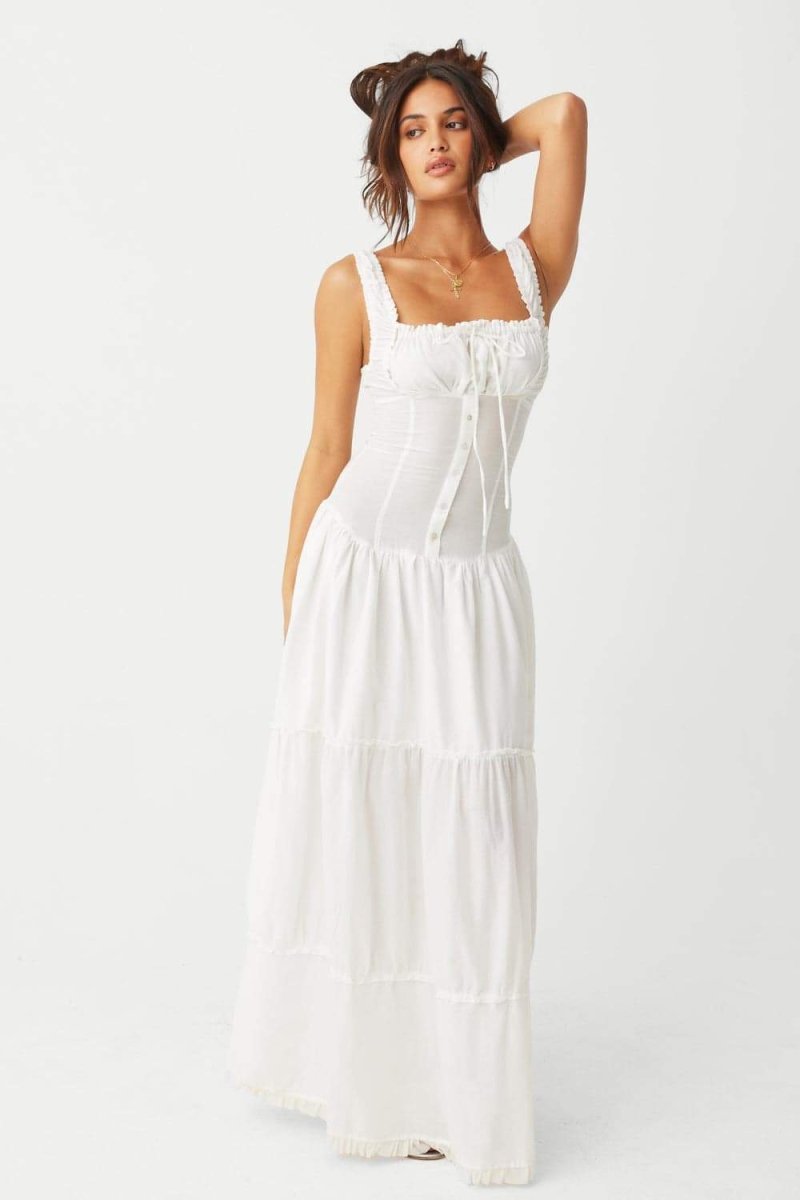 Anastasia – Robe longue semi-transparente à volants
