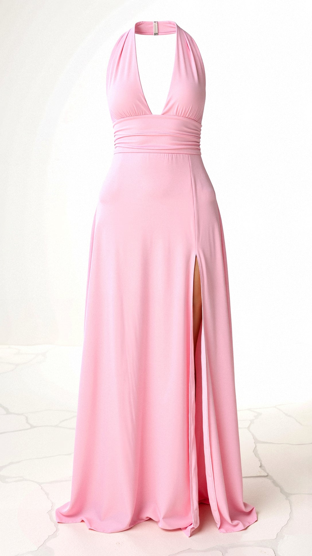 Anouk - Maxi Halfterkleid - V-Ausschnitt und Schlitz