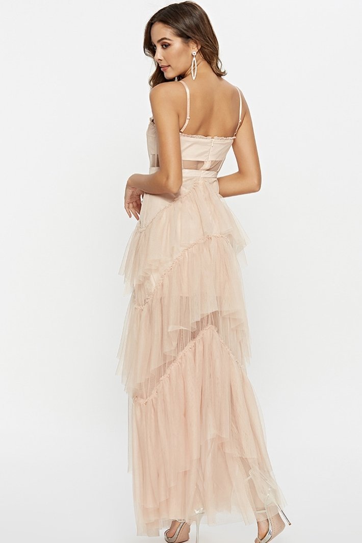 Arlene Corset – Maxi-Unterkleid aus Netzstoff mit Lederkorsett
