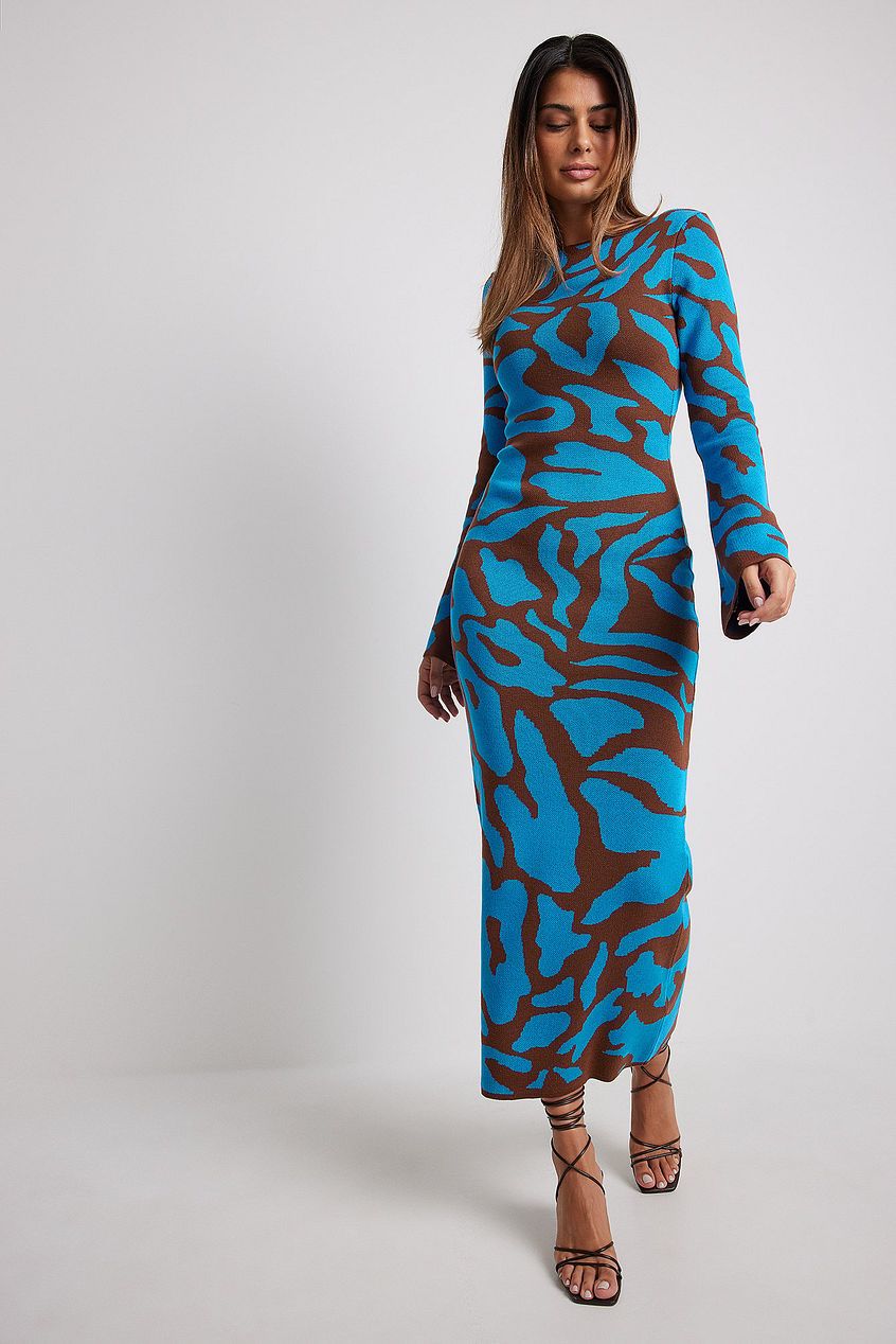 Ava Jacquard-Strick-Midikleid