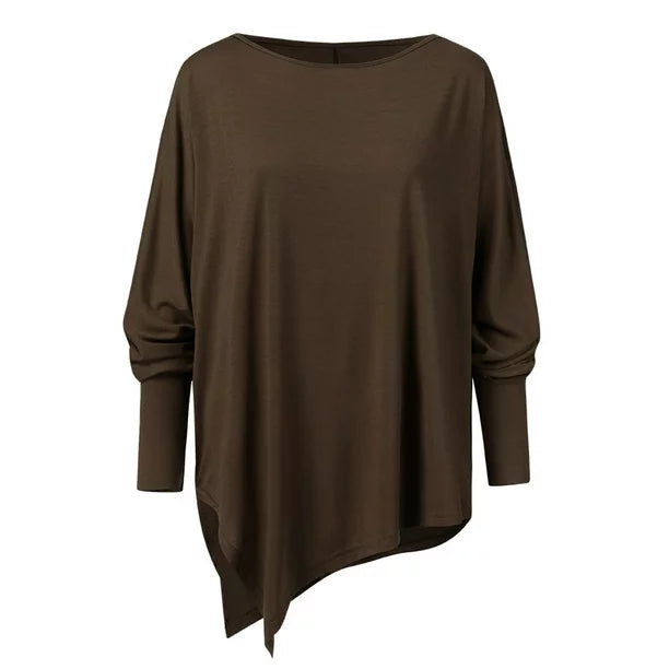 Bellachicha - Elegante asymmetrische Bluse mit lockerer Passform | Minimalistische schwarze asymmetrische Bluse