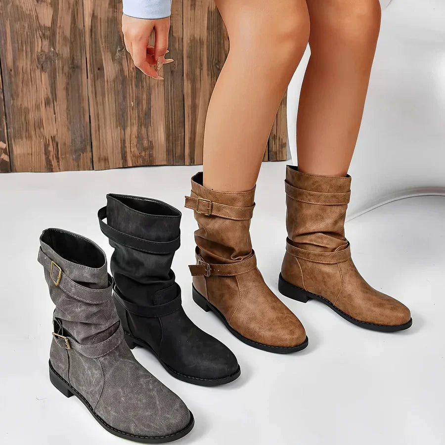 Kasha - Bottines western vintage à boucle pour femme