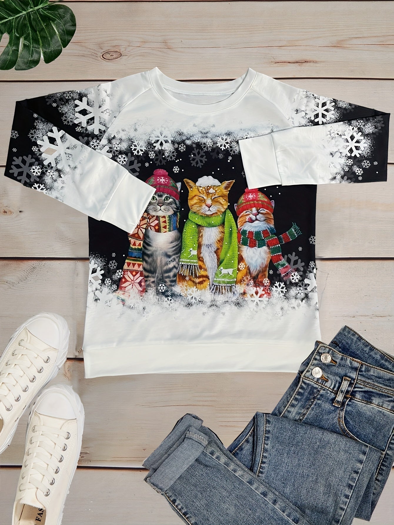 Kamilla™ - Pull avec imprimé chat des neiges